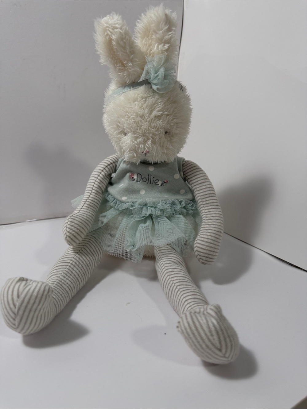 Bunnies by the Bay, Dollie. The white Bunny with Mint Tulle Dress